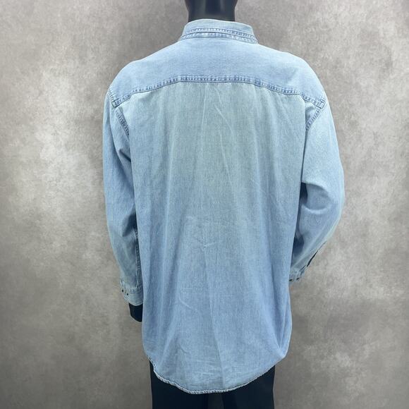 Vintage Alaska Rugged Wear Mens XL Button Down Chambray Denim Long Sleeve Shirt - Picture 4 of 9